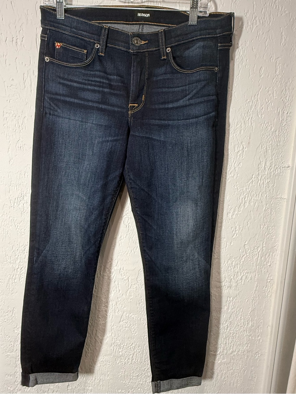 HUDSON Harkin Crop Super Skinny Stretch CuffBlue Jeans Women’s Dark Blue